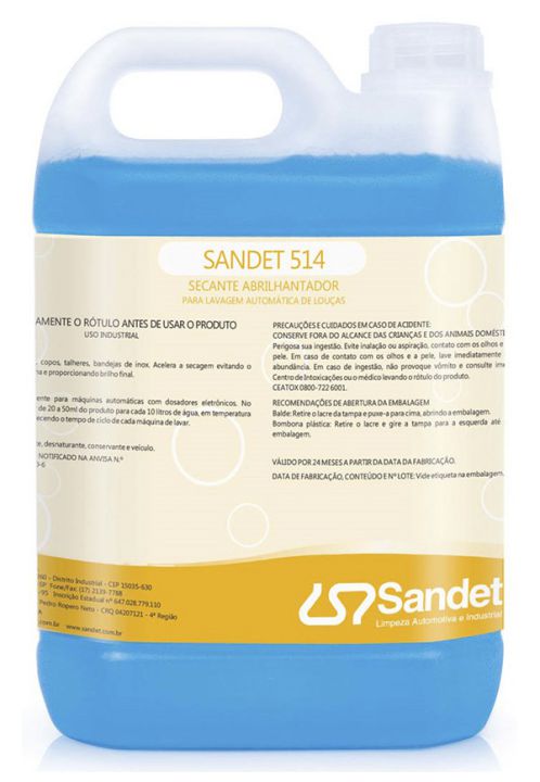 Sandet 514 - Secante e Abrilhantador para Lavagem Automática